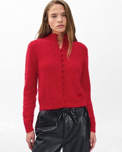 Jada Brushed Cashmere Cardigan - Red