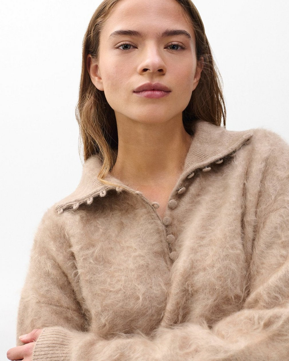 Jada Brushed Cashmere Sweater - Mink