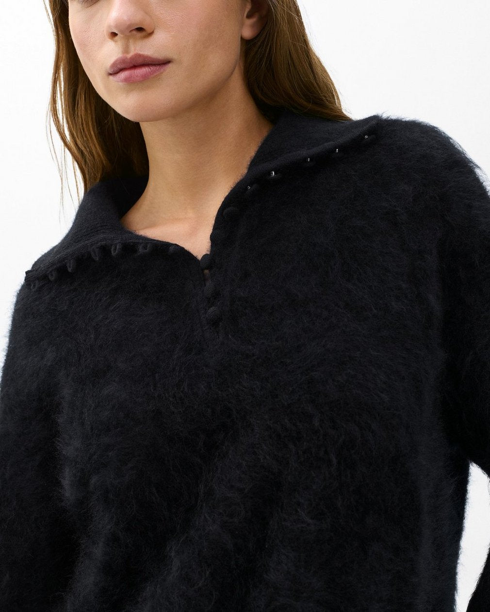 Jada Brushed Cashmere Sweater - Black