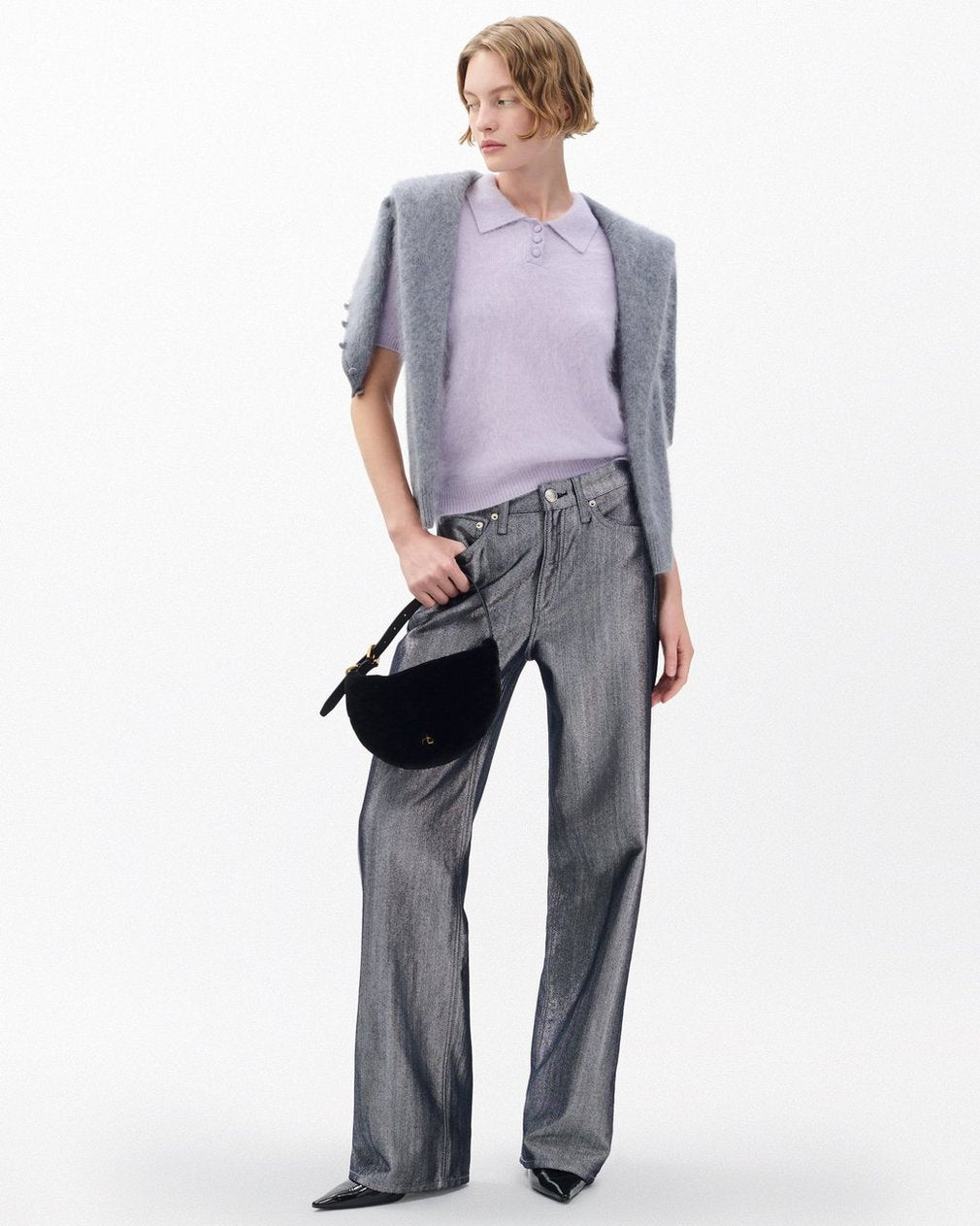 Jada Brushed Cashmere Polo - Lavender