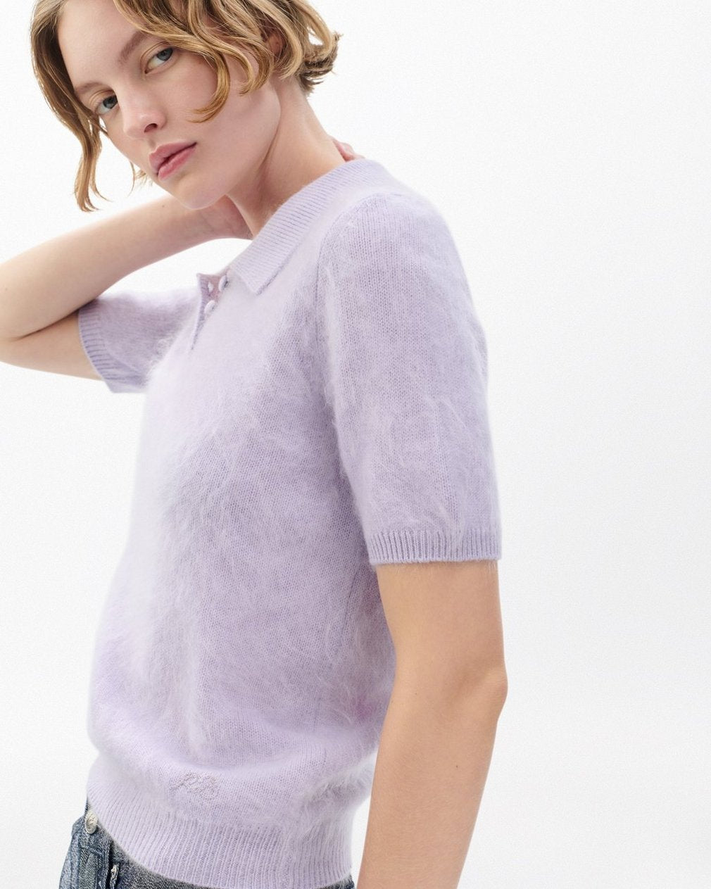 Jada Brushed Cashmere Polo - Lavender