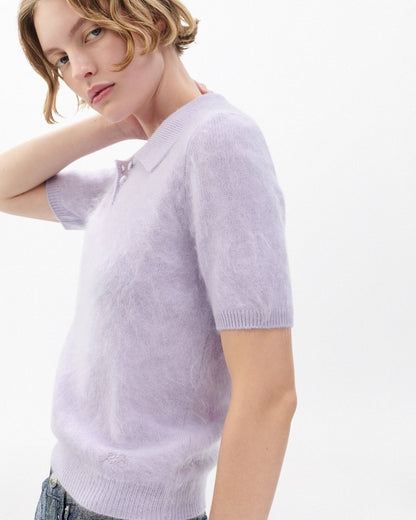 Jada Brushed Cashmere Polo - Lavender