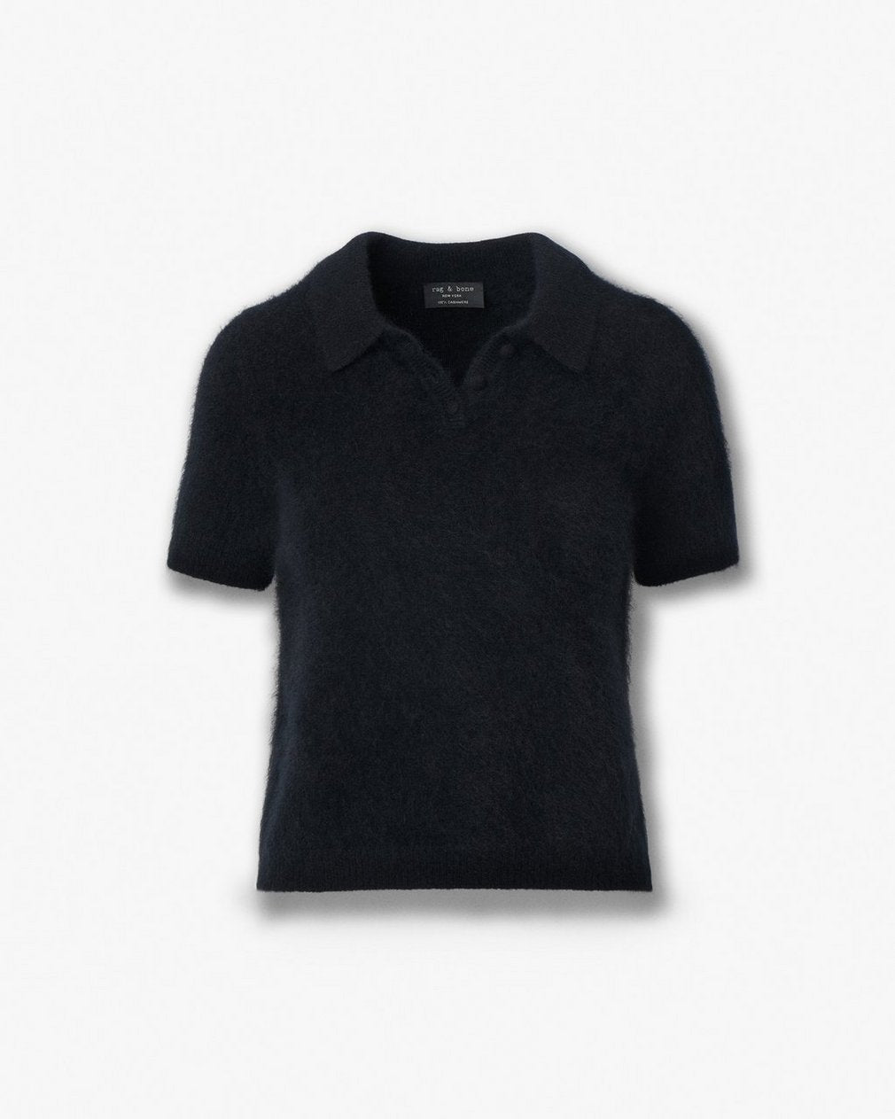 Jada Brushed Cashmere Polo - Black