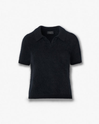 Jada Brushed Cashmere Polo - Black
