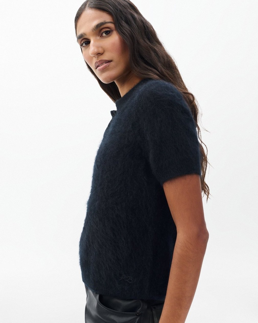Jada Brushed Cashmere Polo - Black