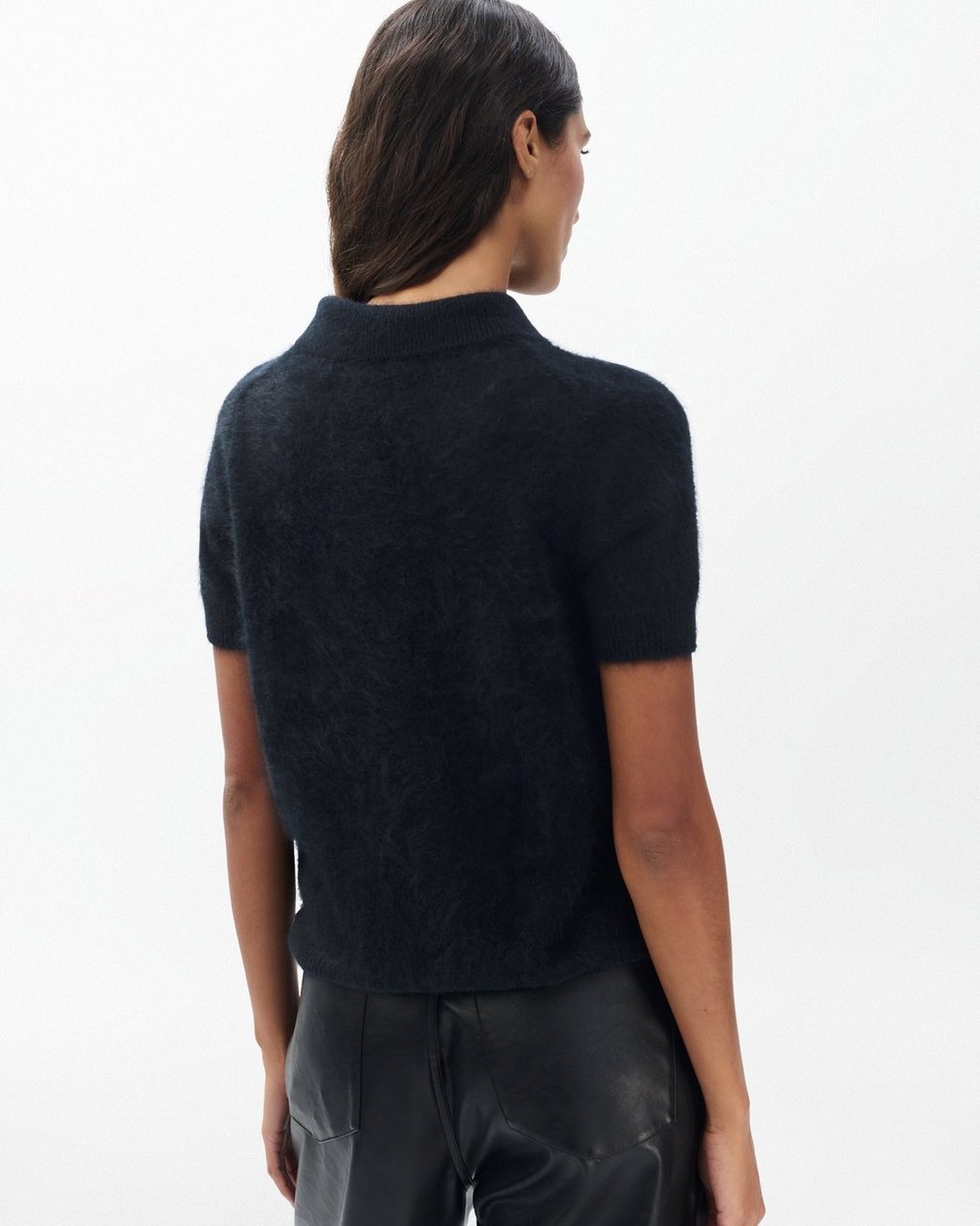 Jada Brushed Cashmere Polo - Black