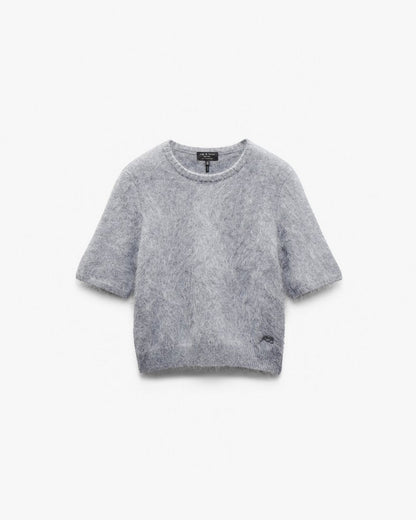 Jada Brushed Short-Sleeve Crewneck - Heather Grey