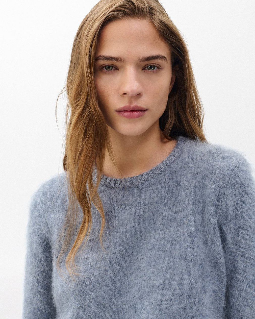 Jada Brushed Short-Sleeve Crewneck - Heather Grey