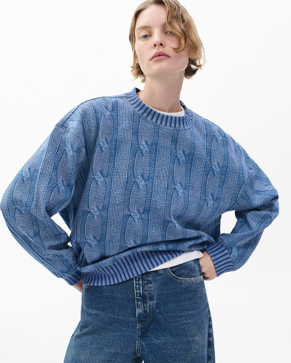 Miramar Cable-Effect Sweatshirt - Indigo