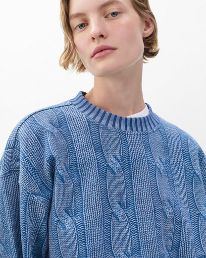 Miramar Cable-Effect Sweatshirt - Indigo