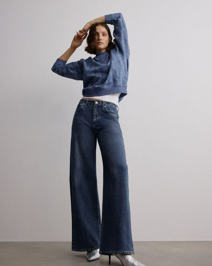 Miramar Cable-Effect Sweatshirt - Indigo