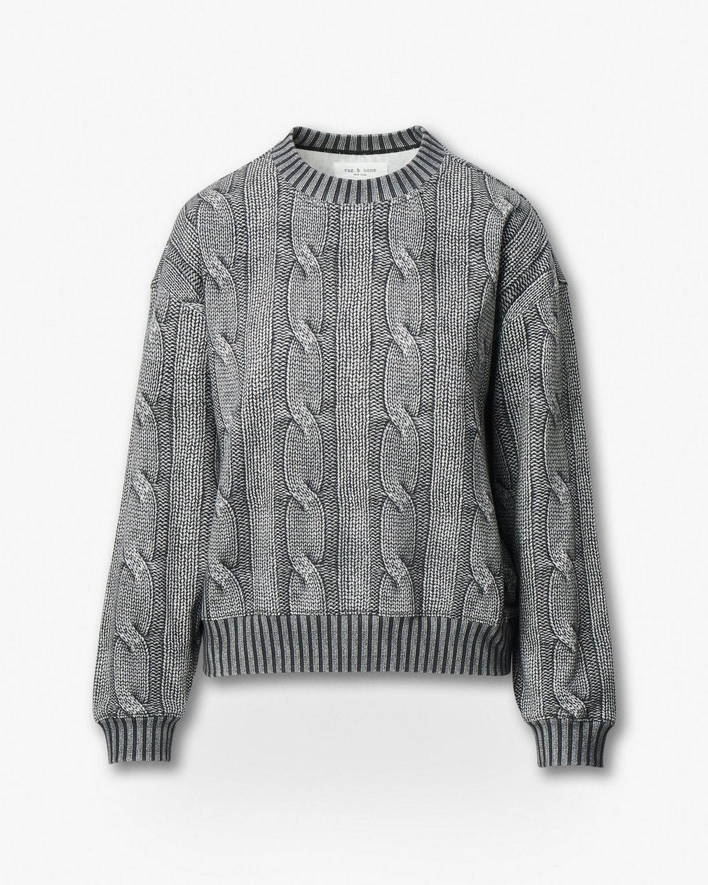 Miramar Cable-Effect Sweatshirt - Washed Black