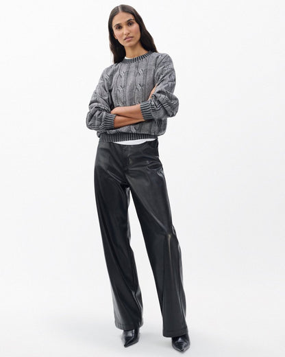 Miramar Cable-Effect Sweatshirt - Washed Black
