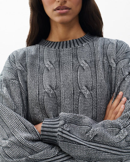 Miramar Cable-Effect Sweatshirt - Washed Black