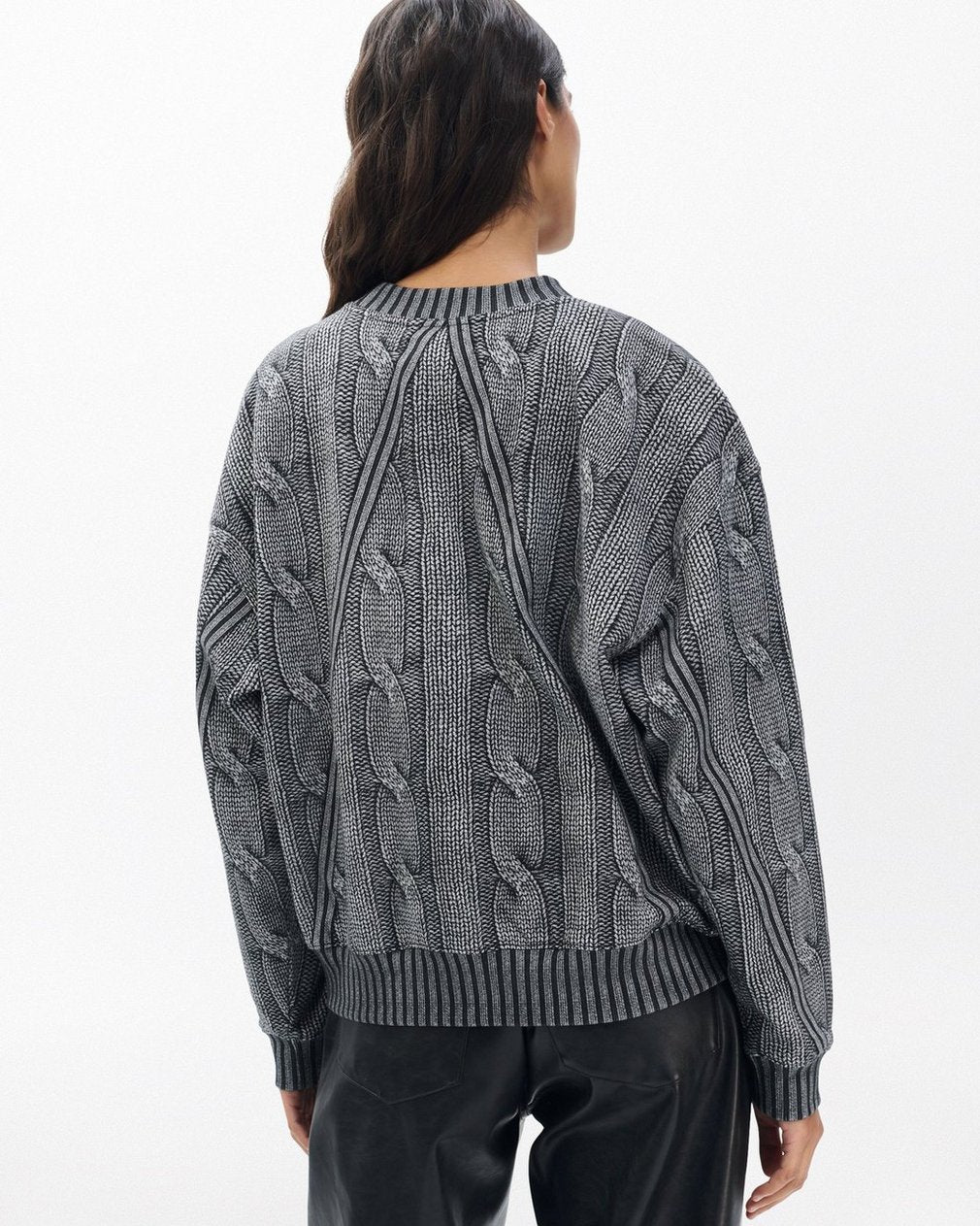 Miramar Cable-Effect Sweatshirt - Washed Black