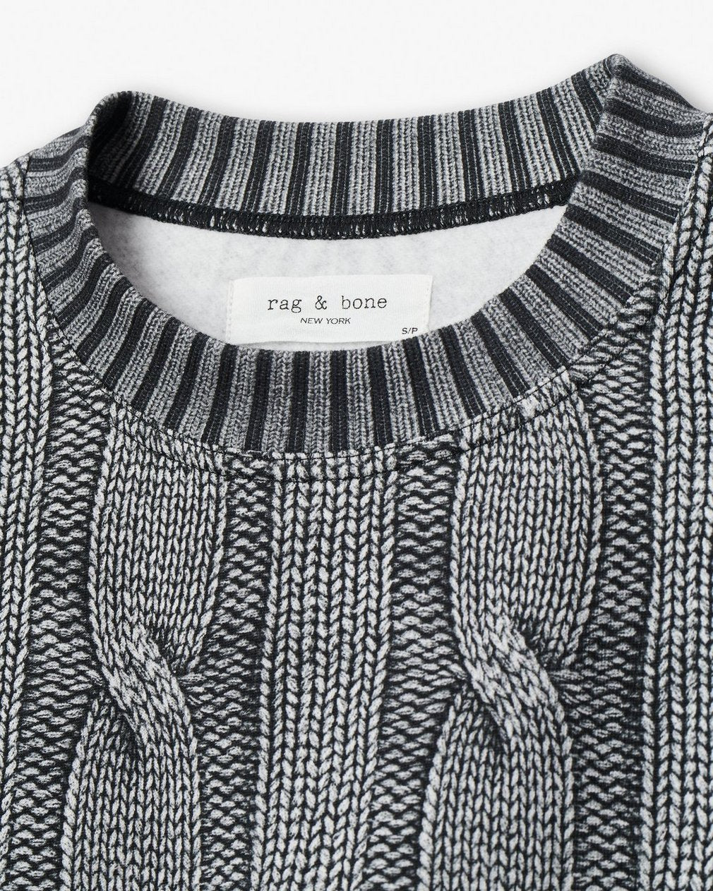 Miramar Cable-Effect Sweatshirt - Washed Black