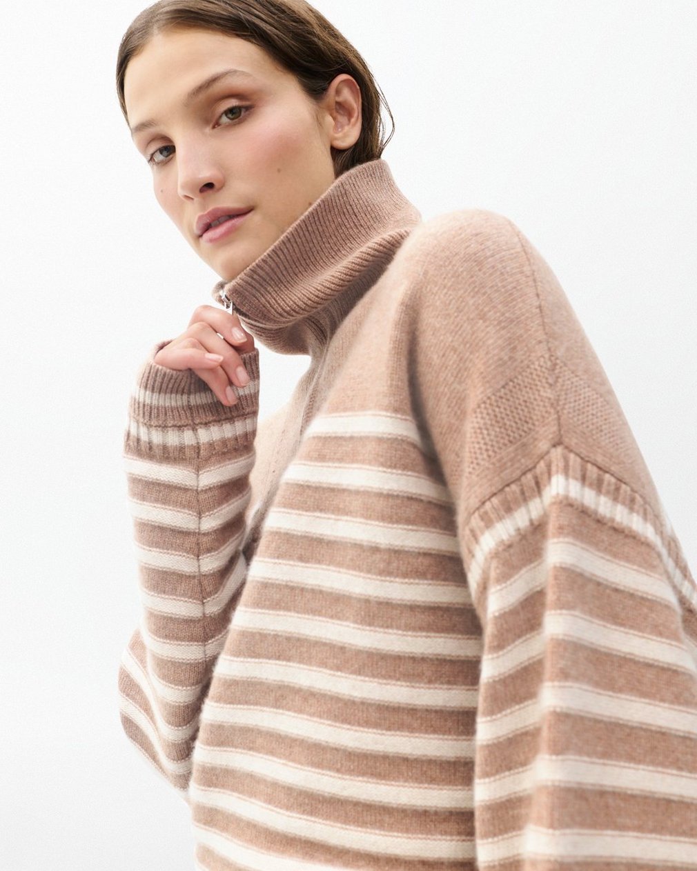 Raven Wool-Cashmere Half-Zip Sweater - Camel
