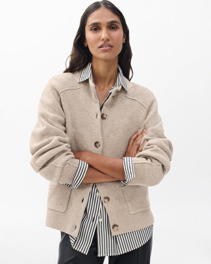 Bridget Mockneck Cardigan - Taupe