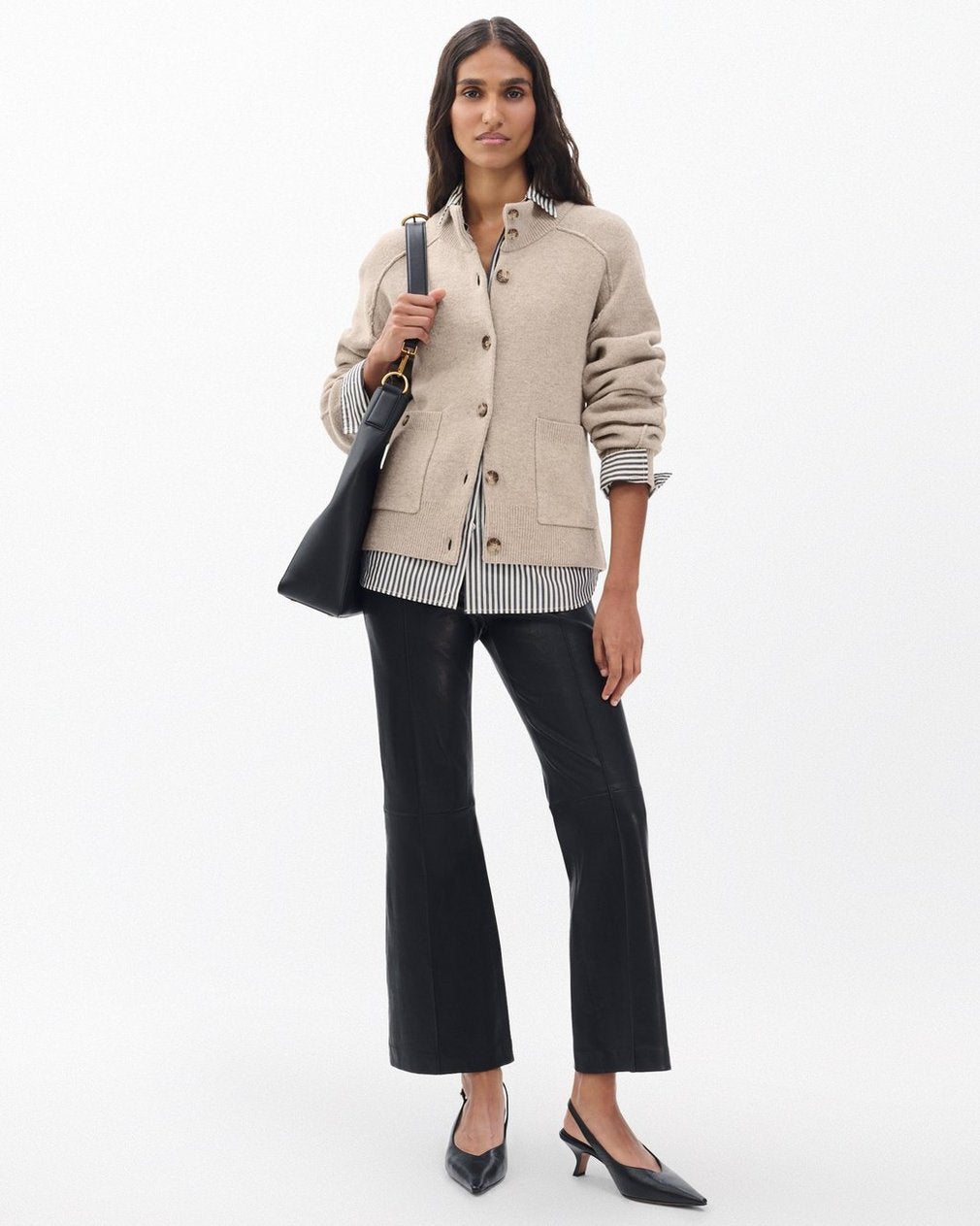 Bridget Mockneck Cardigan - Taupe