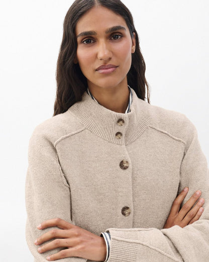 Bridget Mockneck Cardigan - Taupe