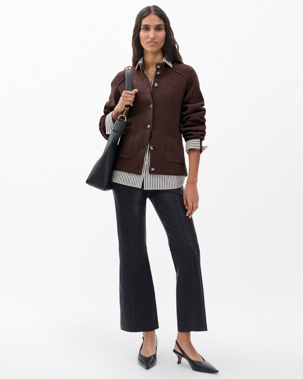 Bridget Mockneck Cardigan - Brown
