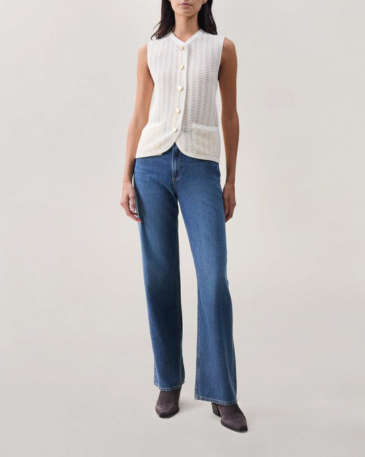 Vivi Open-Knit Cotton-Blend Vest - Chalk