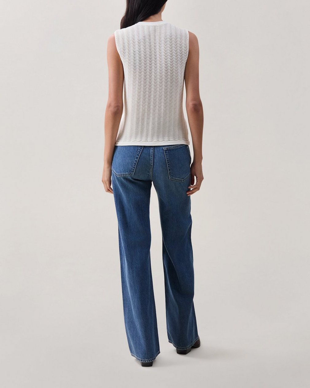 Vivi Open-Knit Cotton-Blend Vest - Chalk