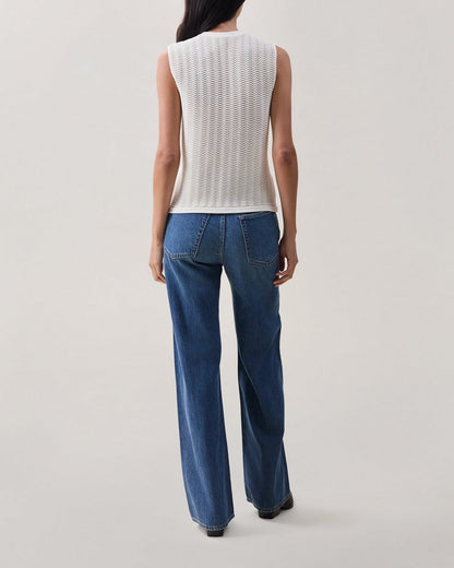 Vivi Open-Knit Cotton-Blend Vest - Chalk
