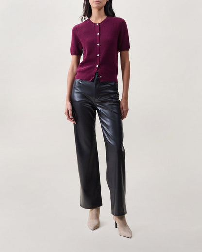 Michal Short-Sleeve Cardigan - Dark Berry