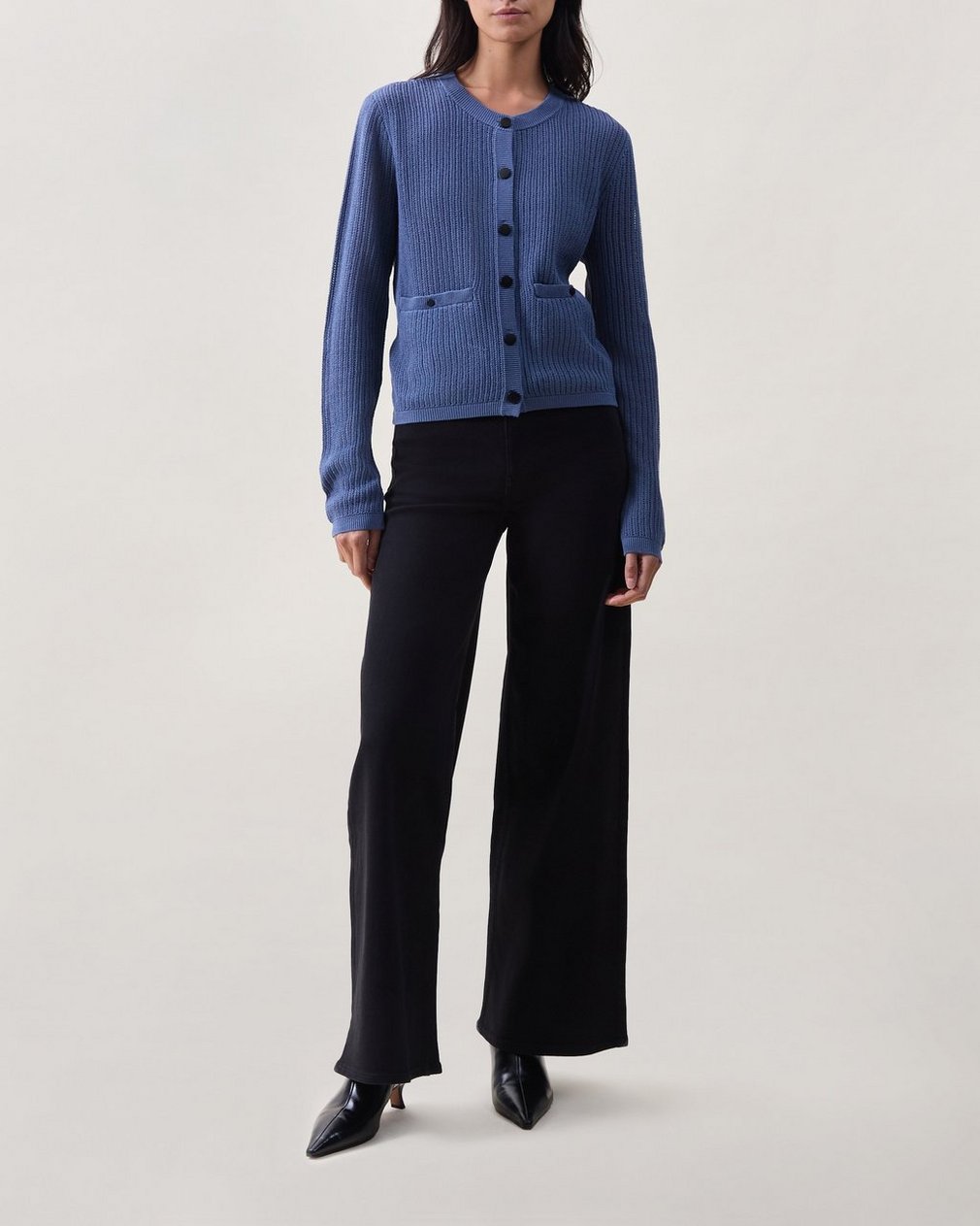 Vivi Open-Knit Cardigan - Worn Indigo