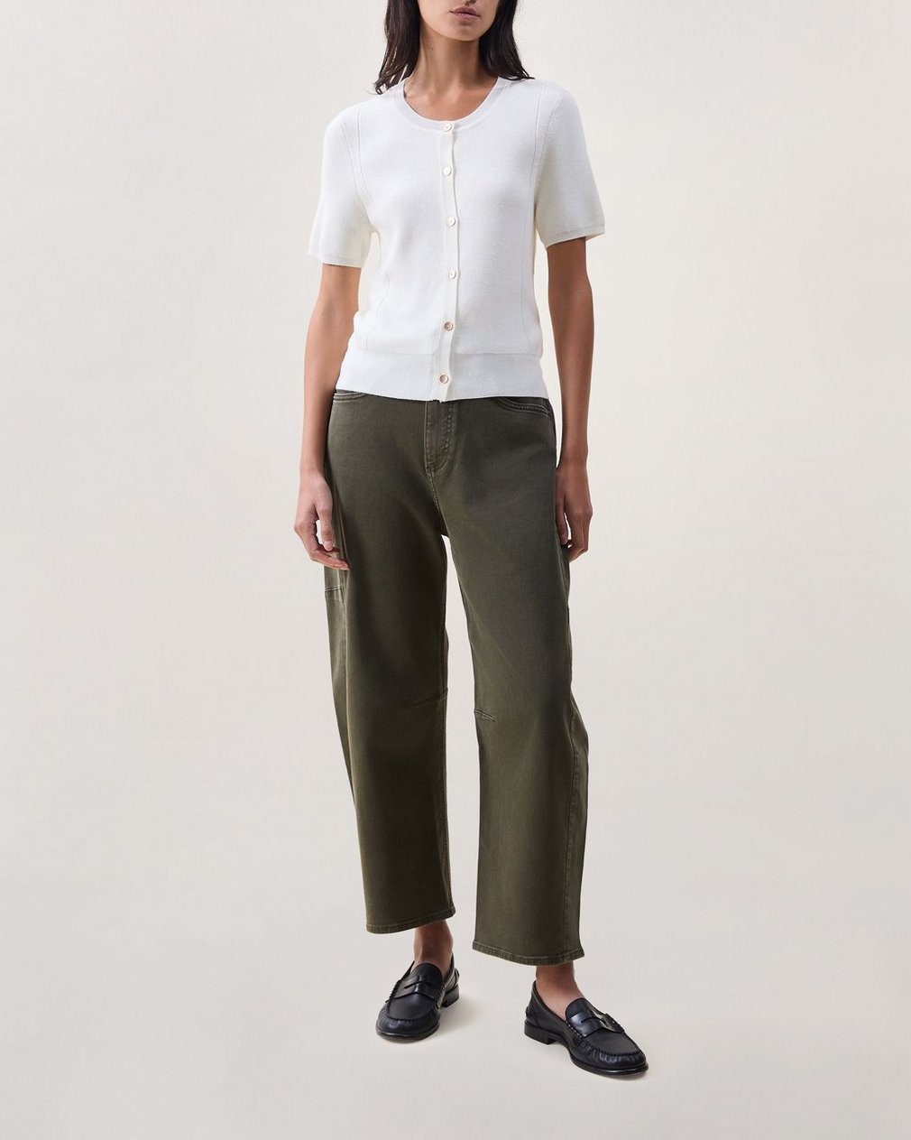 Michal Short-Sleeve Cardigan - Chalk