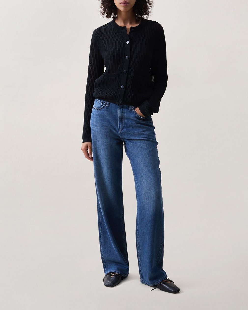 Vivi Open-Knit Cardigan - Black