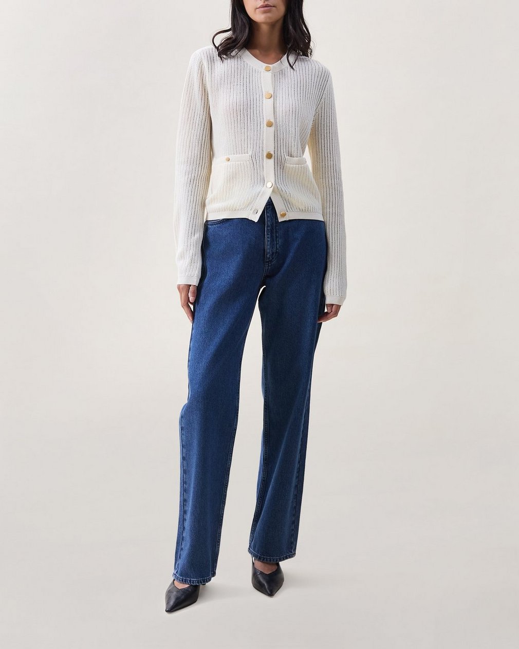 Vivi Open-Knit Cardigan - Chalk