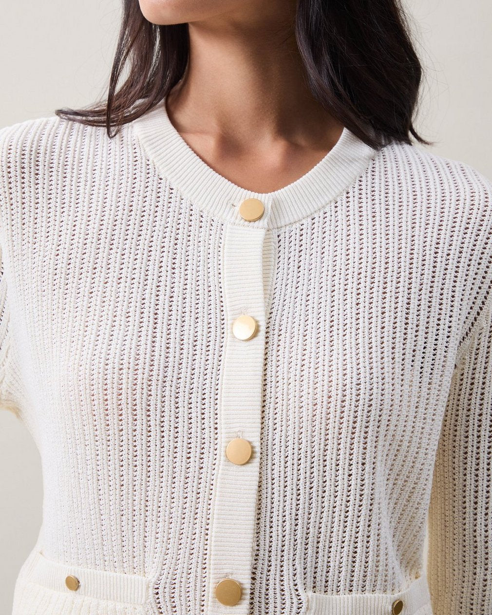 Vivi Open-Knit Cardigan - Chalk