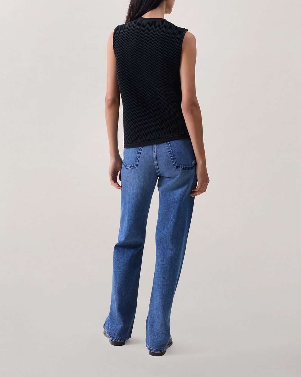 Vivi Open-Knit Cotton-Blend Vest - Black