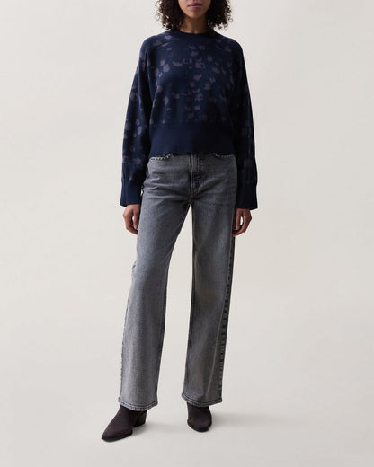 Lysa Jacquard Cropped Sweater - Salute Leopard