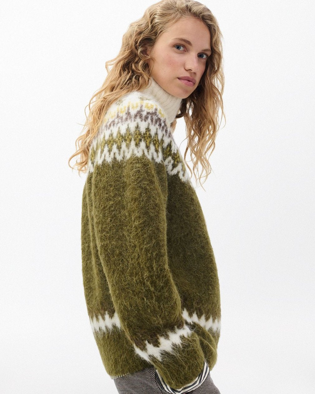 Beth Fair Isle Turtleneck Sweater - Army Multi