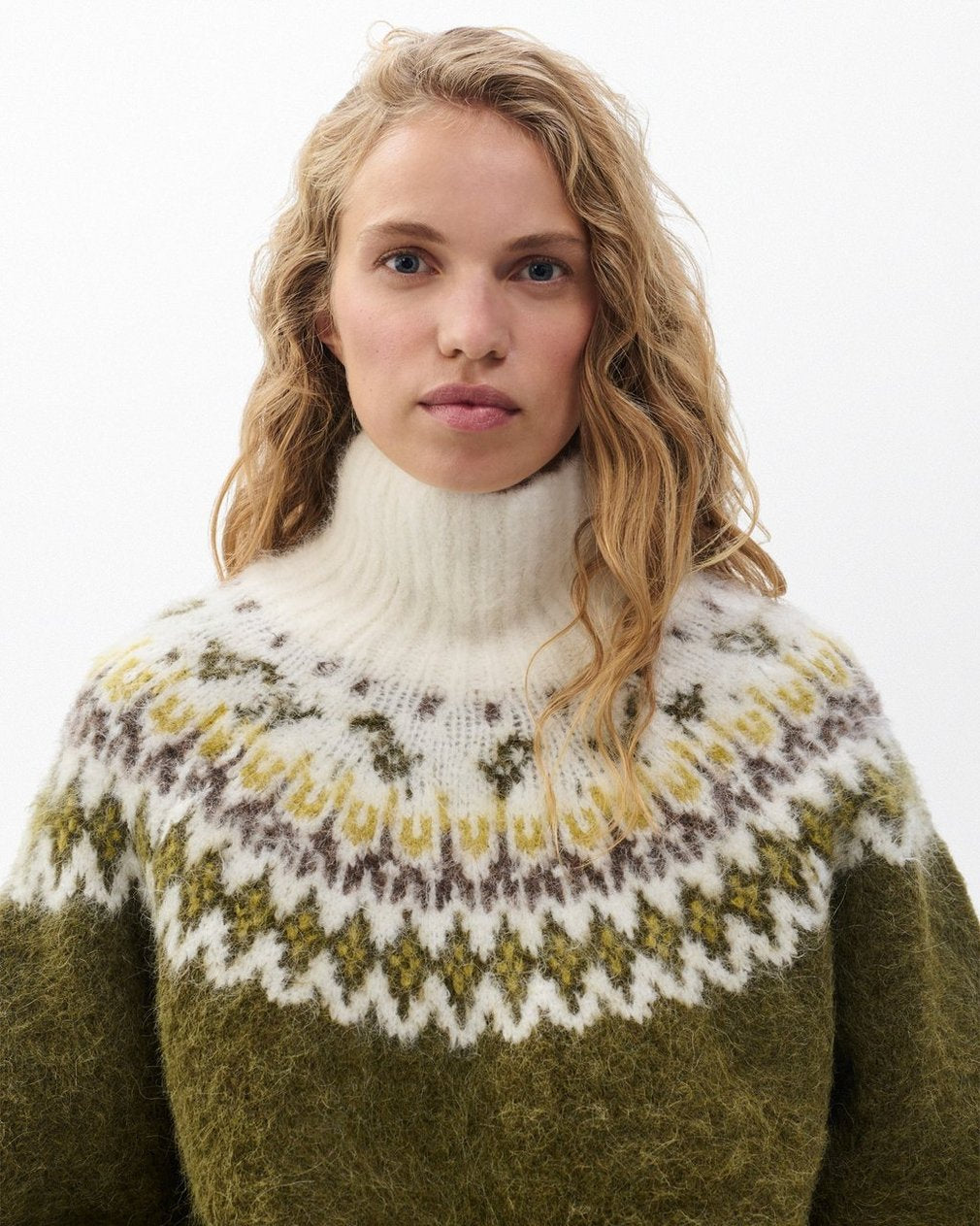 Beth Fair Isle Turtleneck Sweater - Army Multi