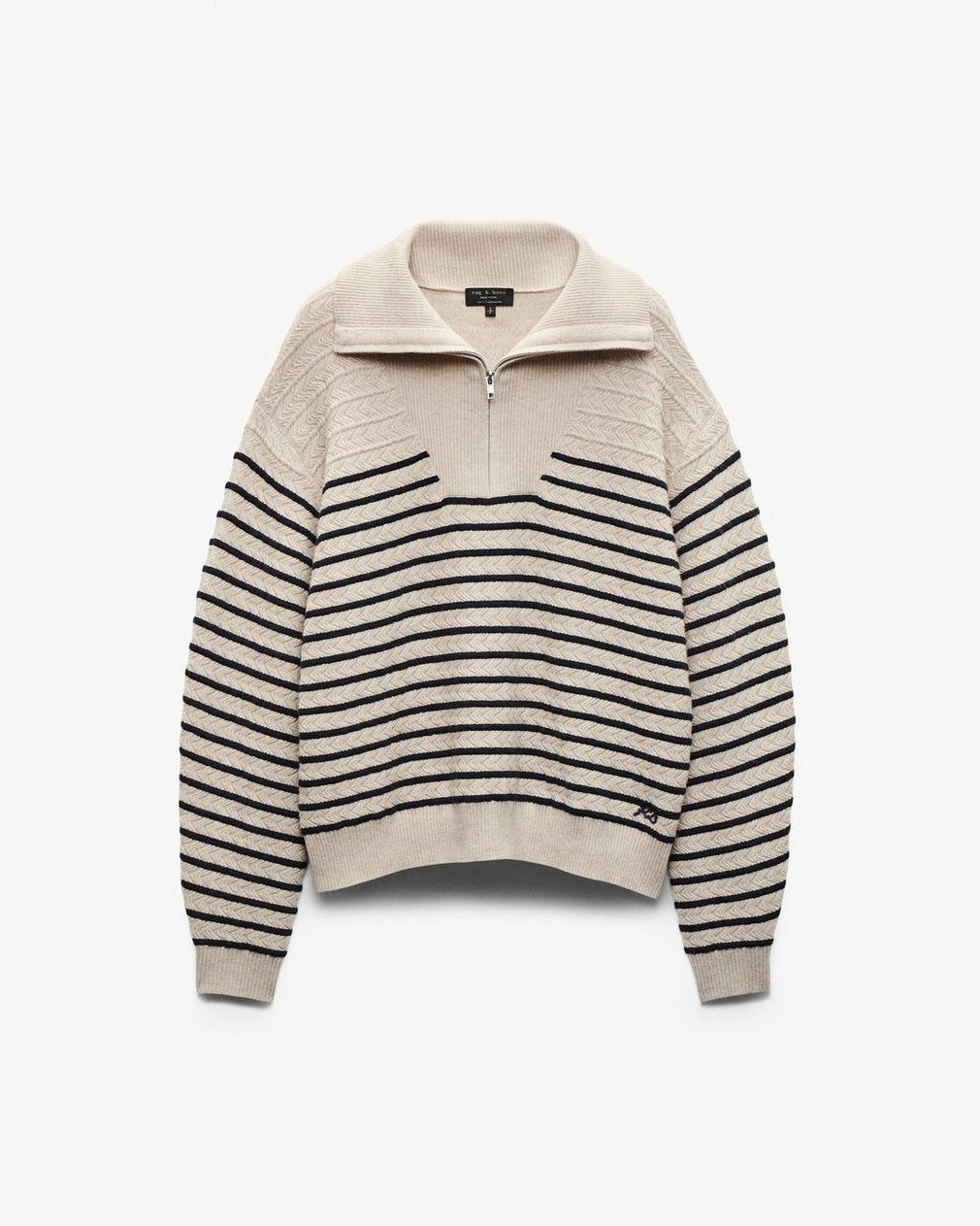 Natalia Cashmere Half-Zip Sweater - Oatmeal Multi