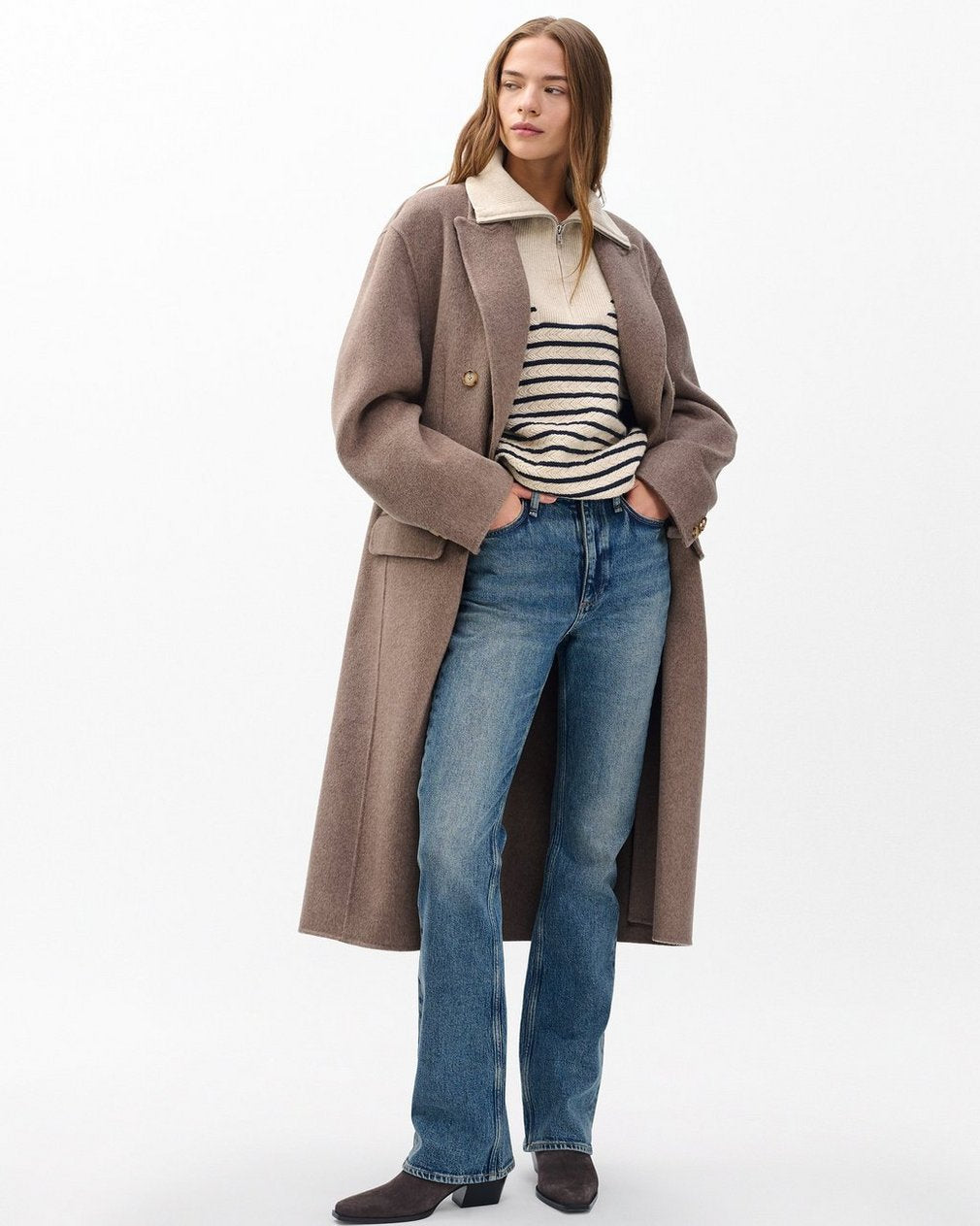 Natalia Cashmere Half-Zip Sweater - Oatmeal Multi