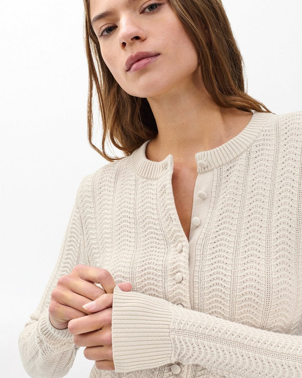 Francesca Wool-Blend Cardigan - Oatmeal