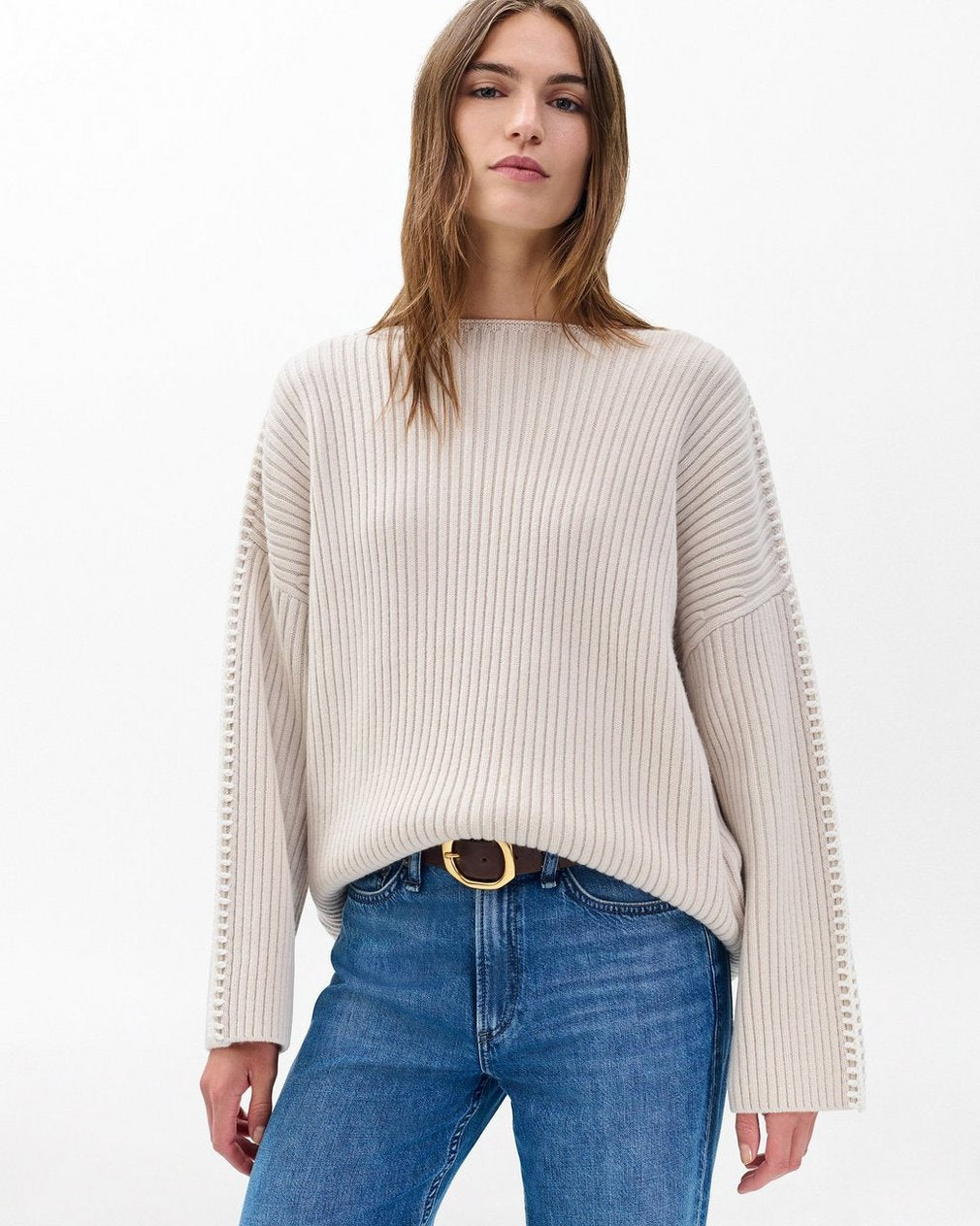 Ingrid Boatneck Wool Sweater - Light Oat