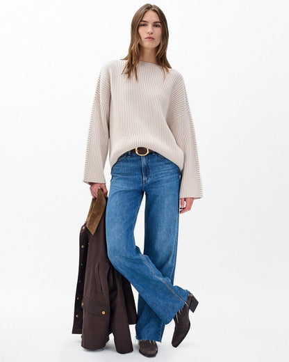 Ingrid Boatneck Wool Sweater - Light Oat