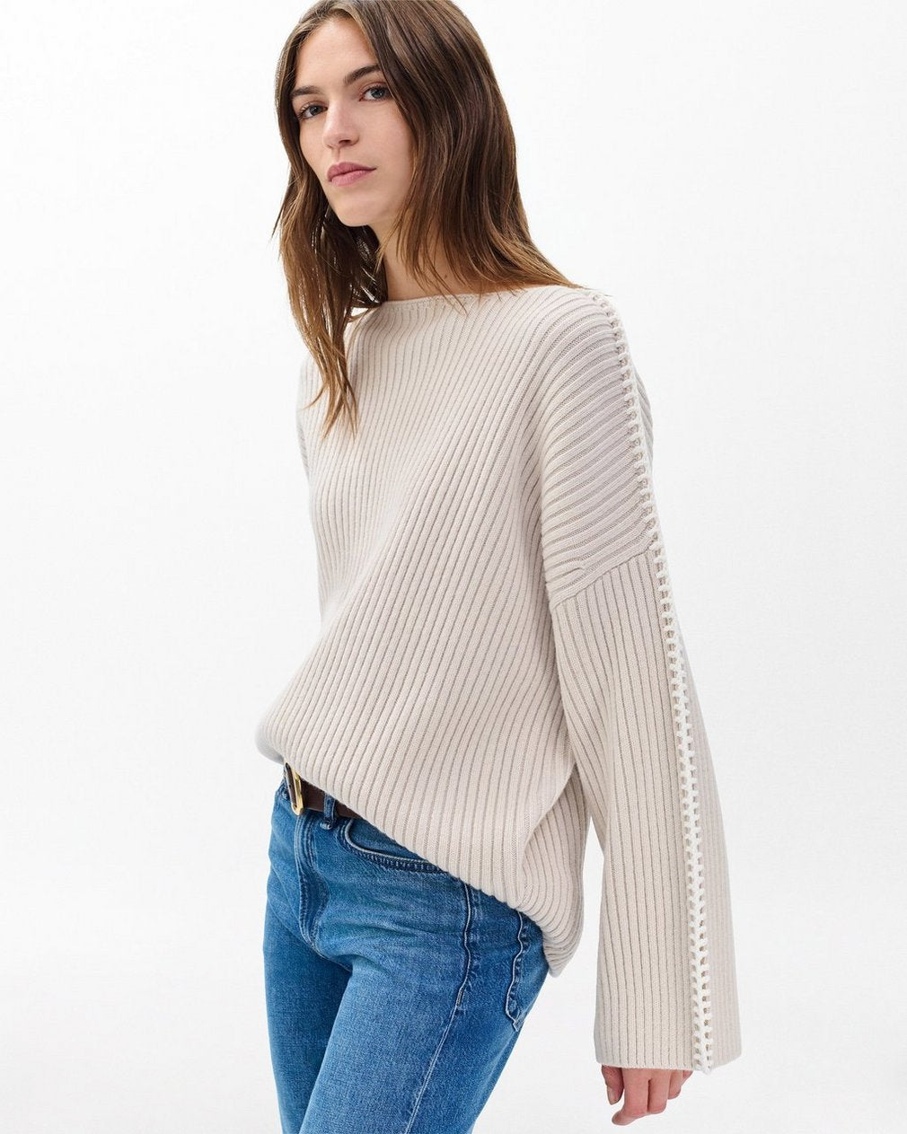 Ingrid Boatneck Wool Sweater - Light Oat