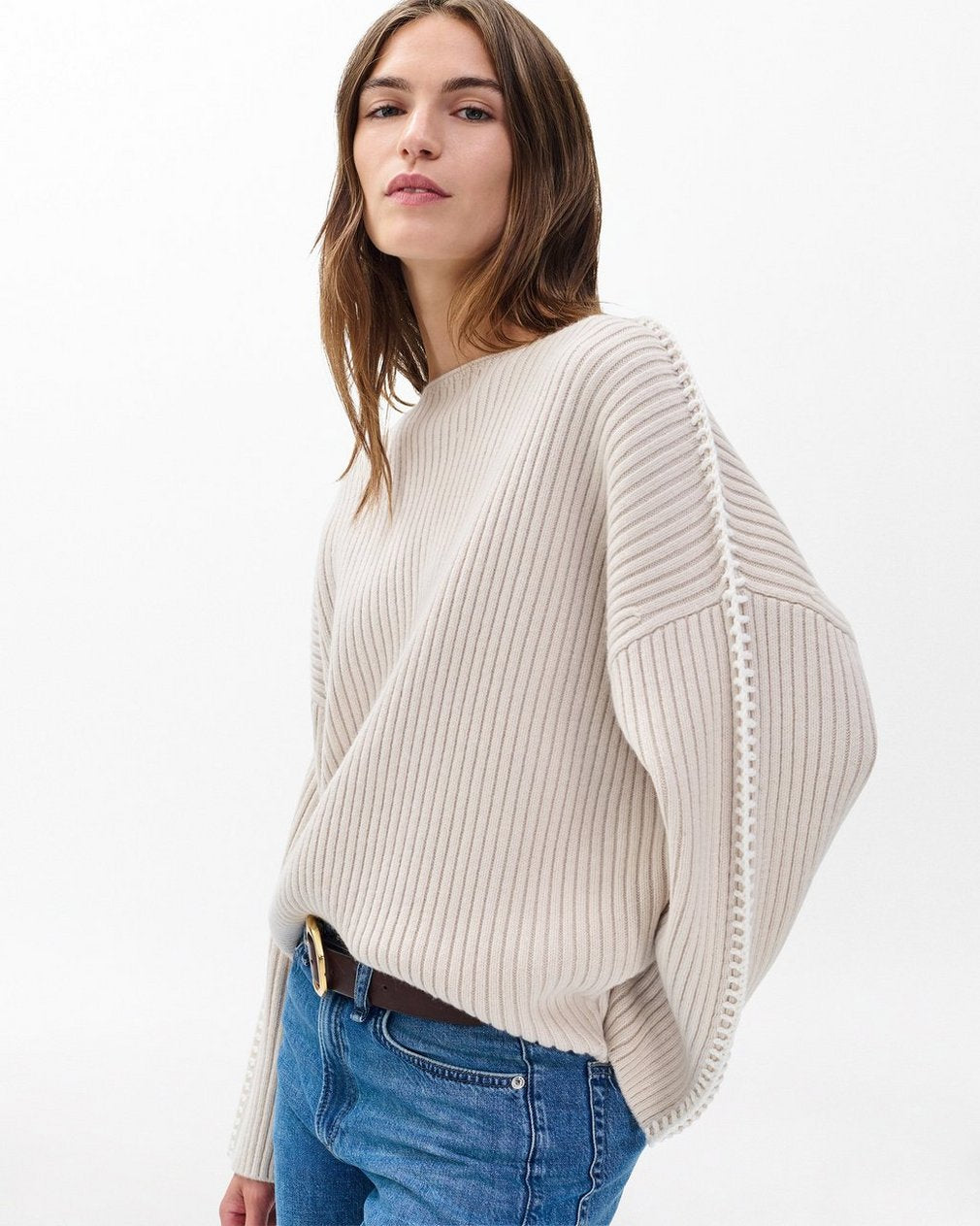 Ingrid Boatneck Wool Sweater - Light Oat