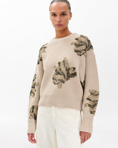 Julie Sequined Wool Sweater - Beige