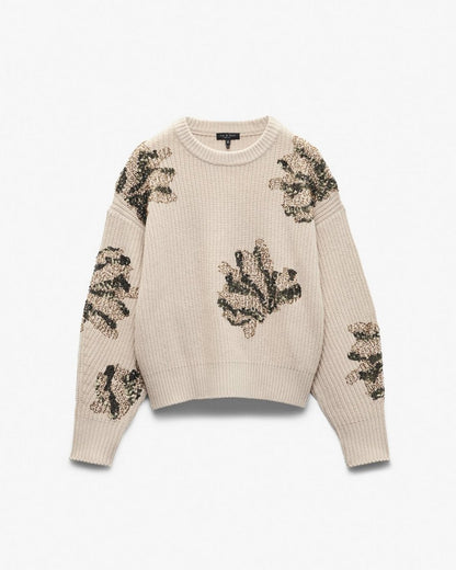 Julie Sequined Wool Sweater - Beige