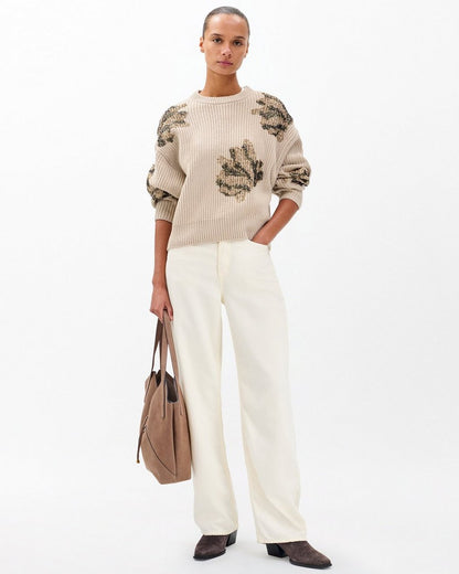 Julie Sequined Wool Sweater - Beige