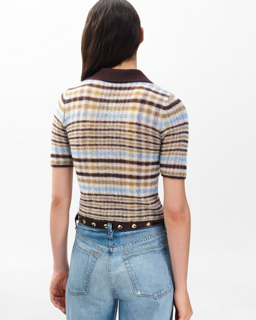 Leva Plaid Zip Polo Sweater - Ivory Multi