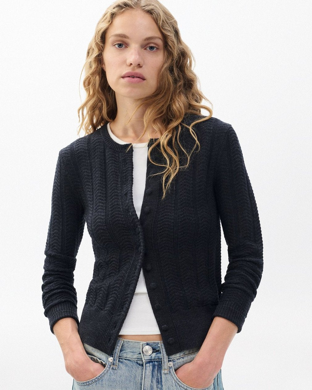 Francesca Wool-Blend Cardigan - Charcoal